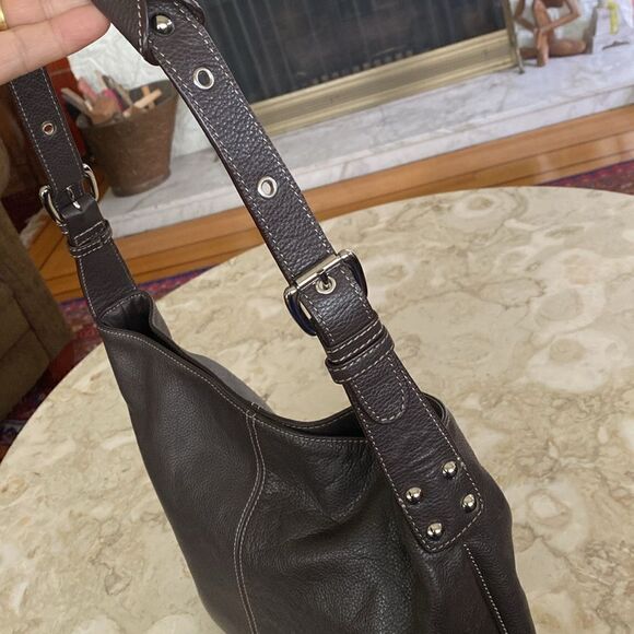 Tignanello Brown Leather Hobo Shoulder Bag - Picture 10 of 14